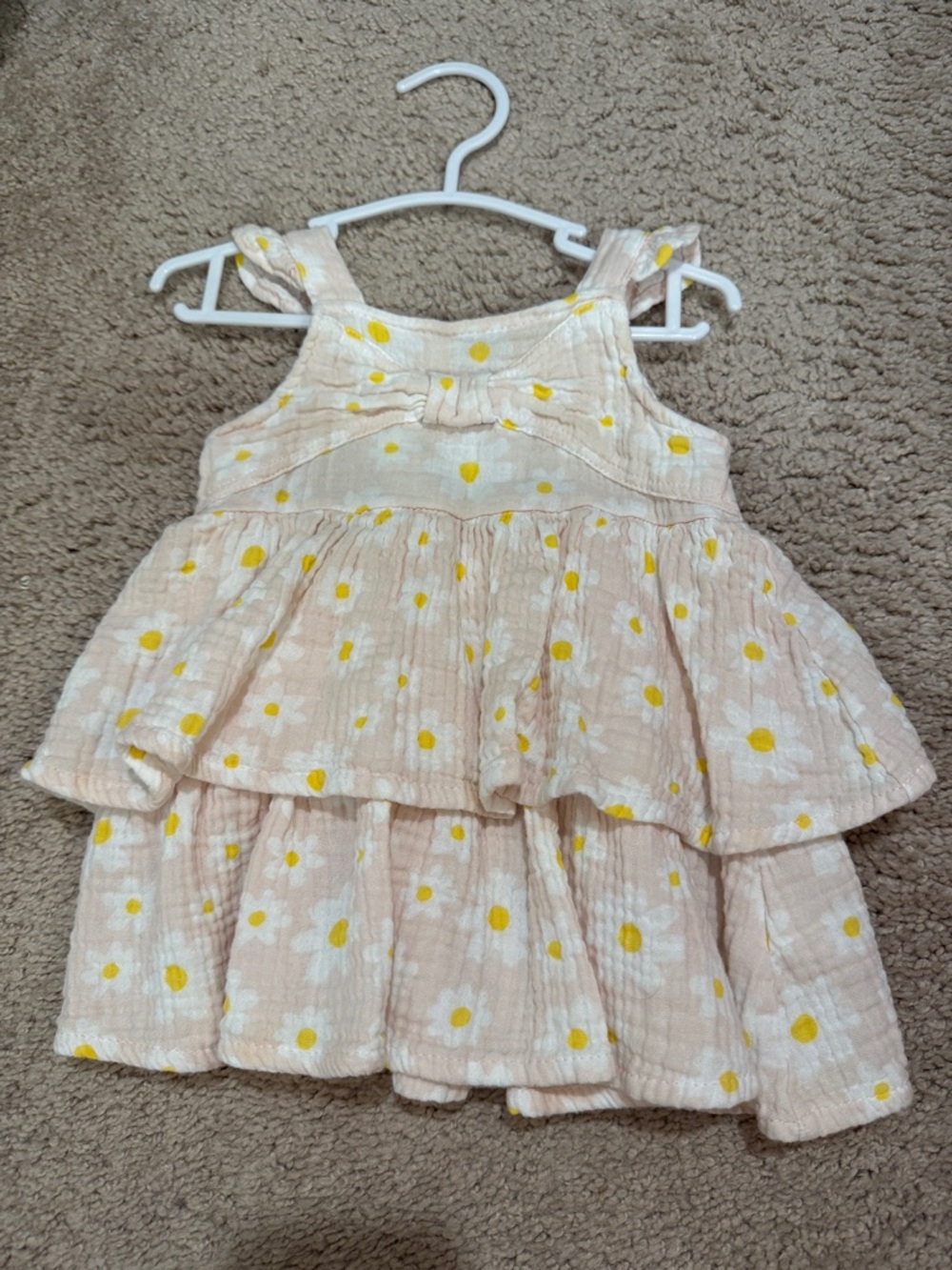 Koala Kids Peach-Pink Daisy Tiered Sundress